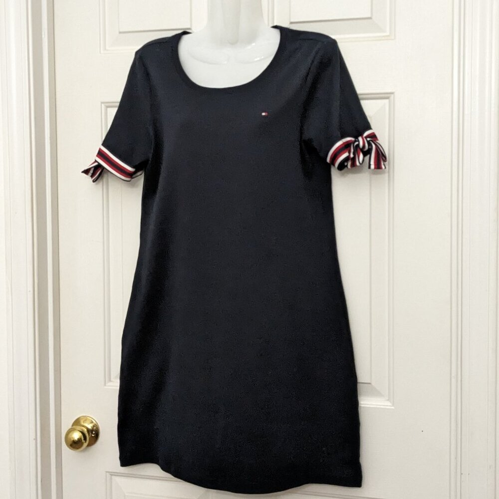 Tommy Hilfiger Shirt Dress Womens M Medium Dark Blue Short Sleeve Pullover